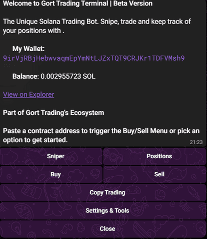 Solana Trojan Bot forked - Roswelly Rust / smart contract project screenshot